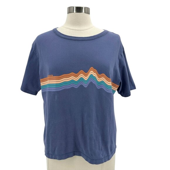 Patagonia Tops - Patagonia Womens Medium Top Ridge Rise Stripe Organic Easy Cut Tee